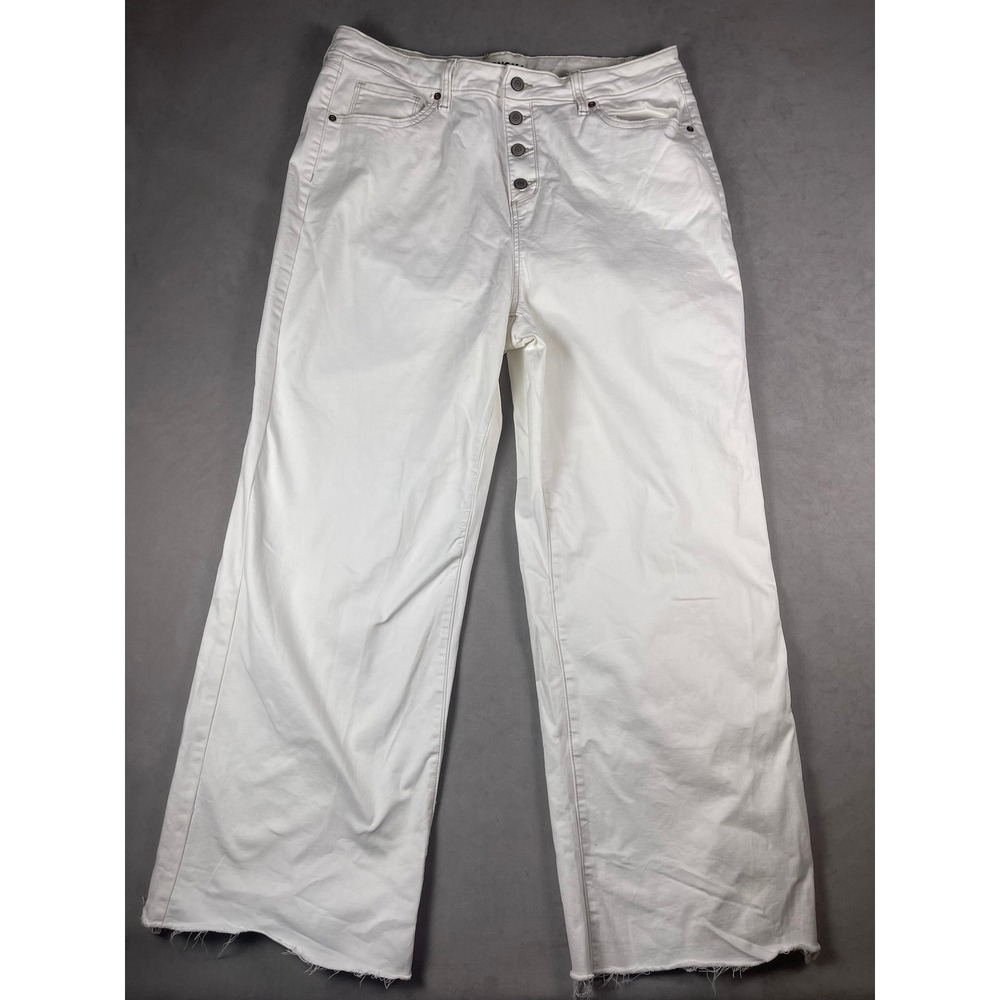 Sonoma‎ Goods For Life Womens White Wide Leg High Rise Button Fly Jeans Size 16